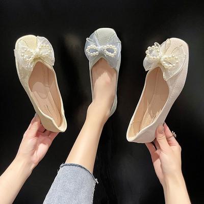 Shu Pearl Bow Doudou Shoes Temperament Shoes Daily Soft Sole Not Tired Feet Lazy Shoes