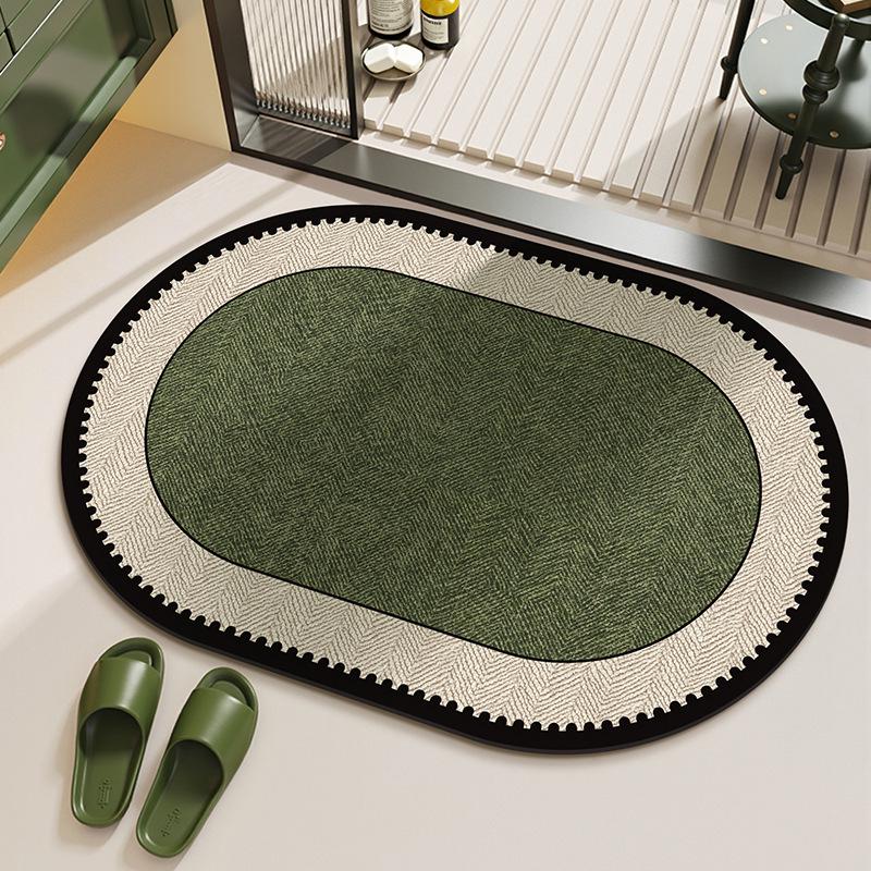 French Retro Non-slip Bathroom Door Mat - Water Absorbing, Easy to Clean, Diatom Mud Floor Mat