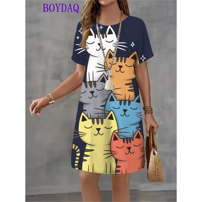Fashion Loose Short Sleeve Dress Casual Versatile Casual Dresses