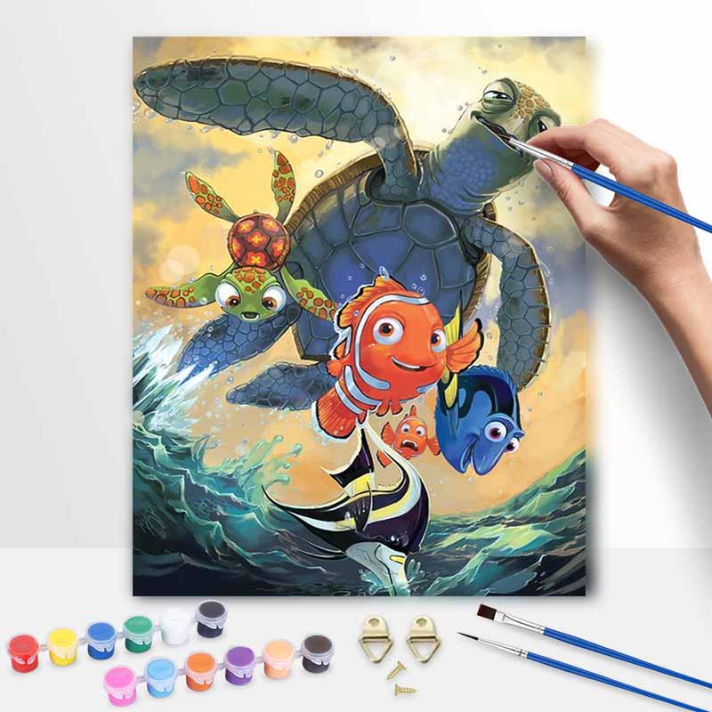 Disney Finding Nemo Turtle Oil Painting Kit Ocean Life Home Decor Gift 20x30cm