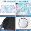 Iridescent Sun Shade for Car Windshield, Foldable Universal Car Windshield Upgrade Sunshade Enhanced UV Rays Reflective Sun Visor Shade Keeps Vehicle