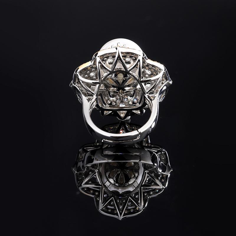 Jewelry Inlaid Gold, White Beads, Light Gold Color Separation, Diamond Inlaid Ring, Electroplating 14Mm