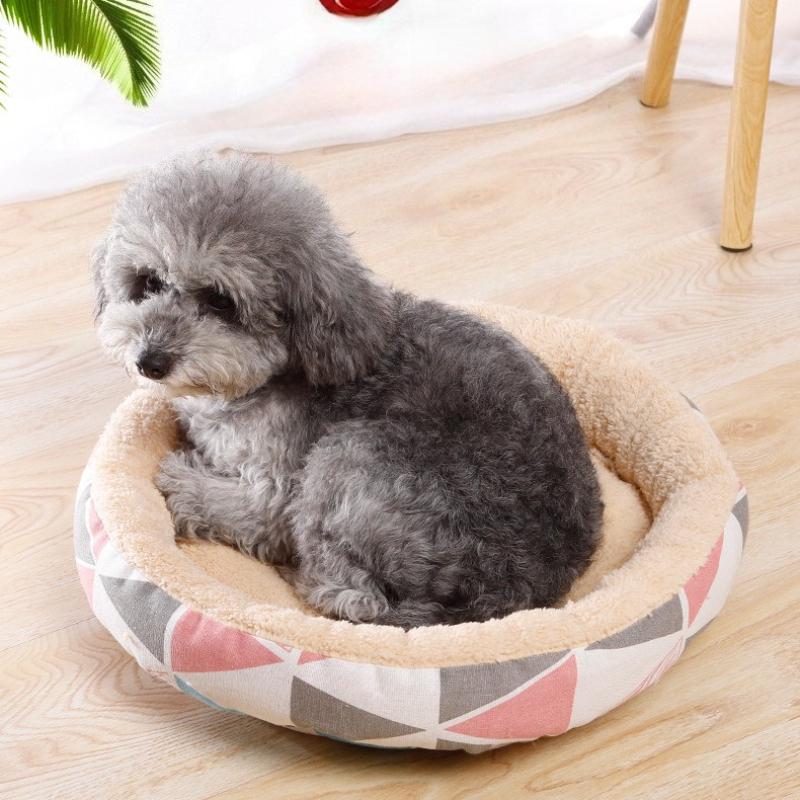 Round Dog Bed House Dog Mat Long Plush Cats Nest Dog Basket Pet Cushion Soft Warm Sleeping Pets Supplies All Seasons Universal