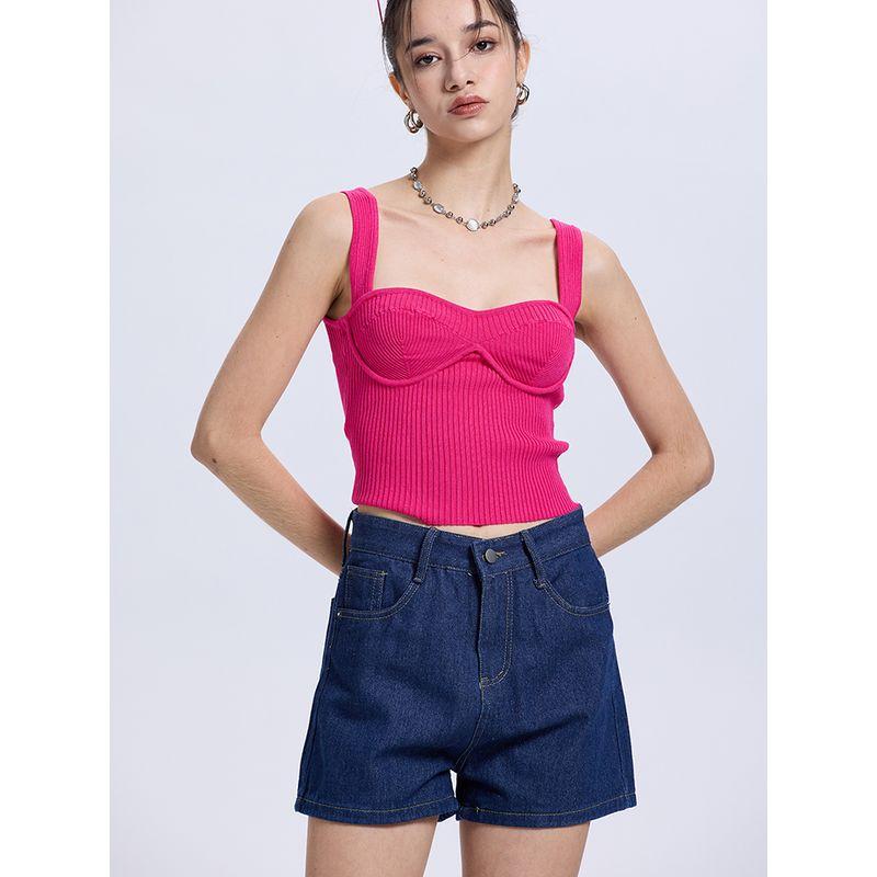 Za2025 Summer New Women clothes Versatile Slim fit Slimming Sexy Backless Square Collar Three-Dimensional Texture Knit vest