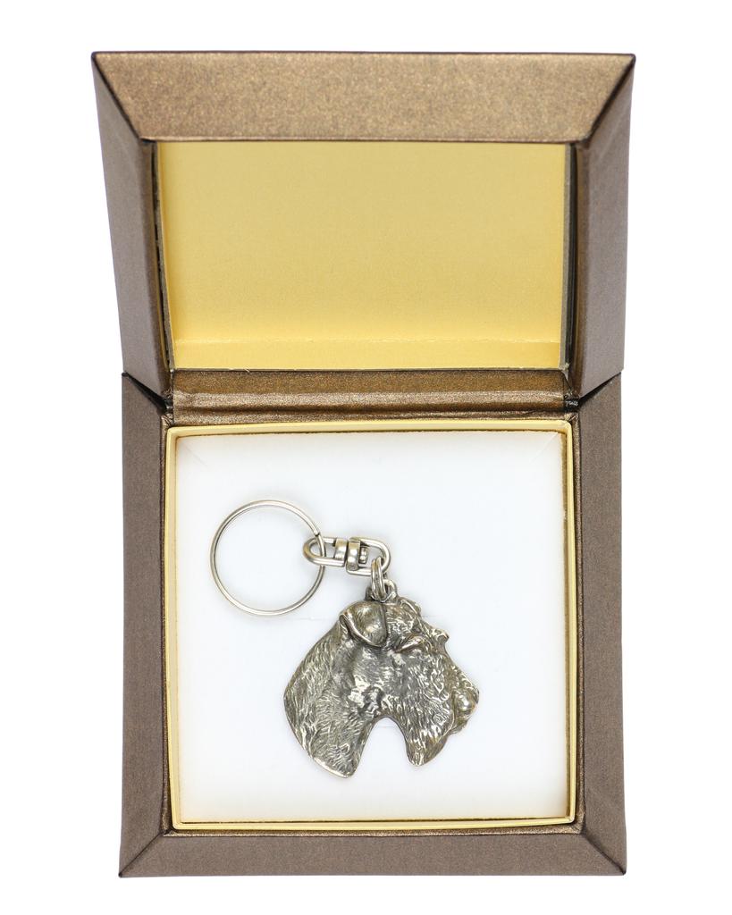 Fox Terrier Wire - Silver-plated pendant with a dog in a decorative box, handbag decoration, backpack pendant by Art-Dog brand