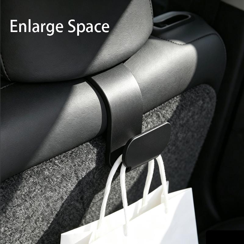 2pcs ABS Rear Headrest Hook for Tesla Model Y Organizer Center Console Head Rest Storage Accessories Bag Umbrella Trunk Hanger