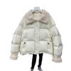 Small short down jacket women's autumn and winter lamb down large lapel thickened white duck down loose coat