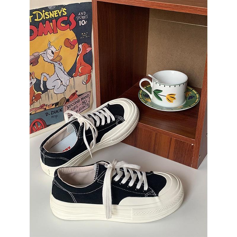 Platform Canvas Shoes Women's Dissolving Shoes Cute Japanese Big Head Shoes 2026 Spring and Autumn New Student Versatile Little White Shoes Women