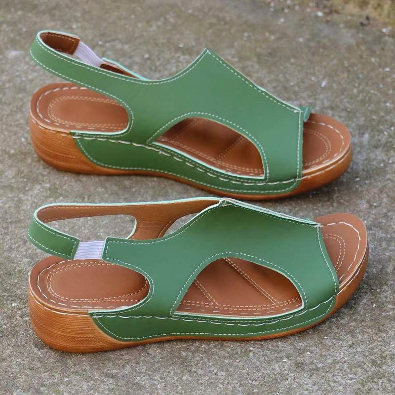 Sandals for Women with Elastic Band Stitching, Hollowed Out Thick Sole and Oversized Open Toe Casual Sandals for Women