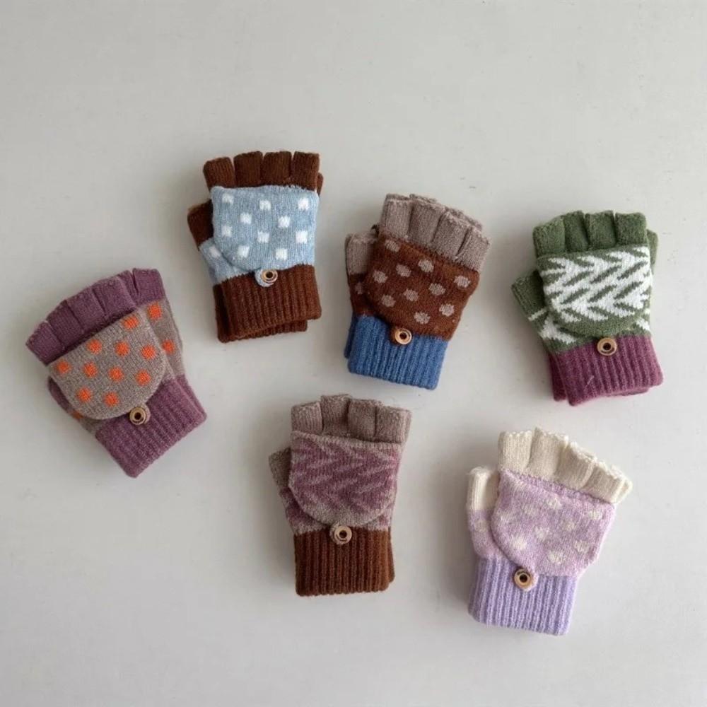 Cold Resistant Children's Winter Gloves Five Finger Half Finger Gloves New Baby Gloves Boys Girls