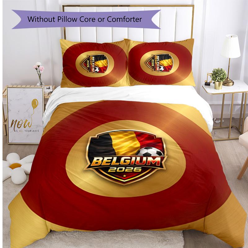 Set Biancheria da Letto Stampata Calcio Belgio 3 Pezzi Copriletto Traspirante Accogliente come Regalo per Inaugurazione Casa o Festa