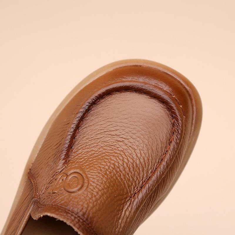 Genuine Leather Women Flats Woman Casual Shoes Loafers Female Slip-on Boat Shoes,Mother's Shoes