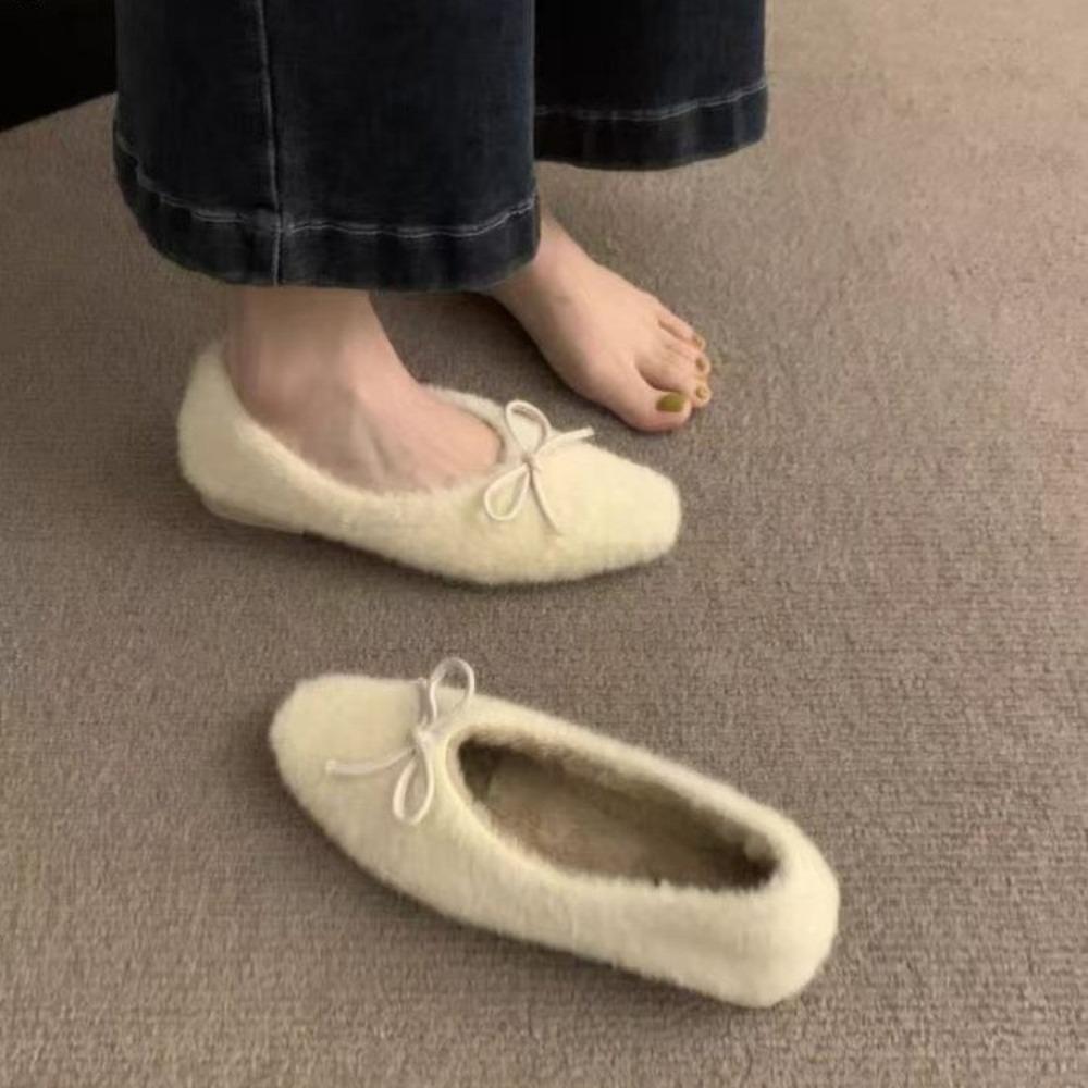 Shoes Woman Flats Low Heels Casual Female Sneakers Slip-on Loafers Fur Round Toe Shallow Mouth Autumn Dress Boat Slip on Winter