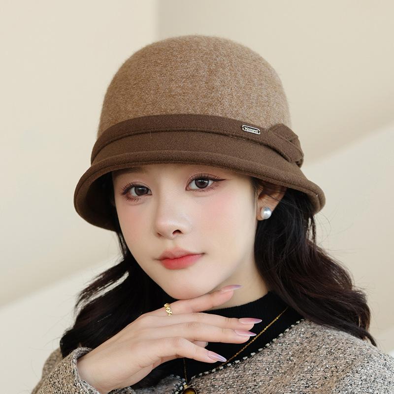 Autumn and Winter Woolen Hat Women's French Bucket Hat Retro Top Hat Thermal Basin Hat Fashion Accessory, Winter Hat for Women, Ladies Winter Hats