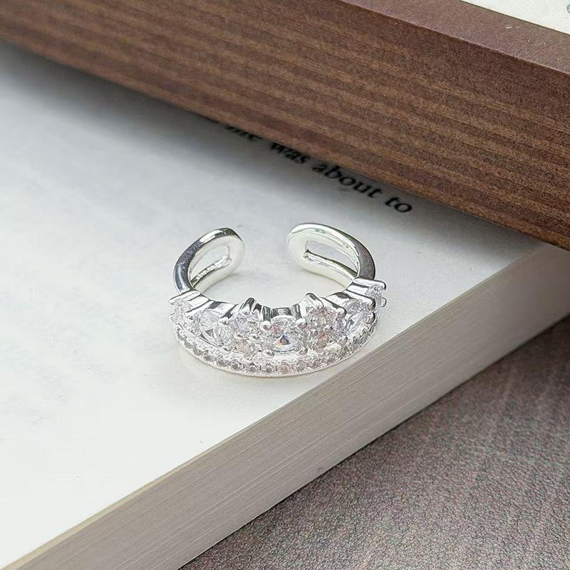 Exquisite Star Row Diamond Zircon Ring For Women, Stacked Wearing Personalized Fashion And Advanced Sense, Opening Adjustable Index Finger Ring