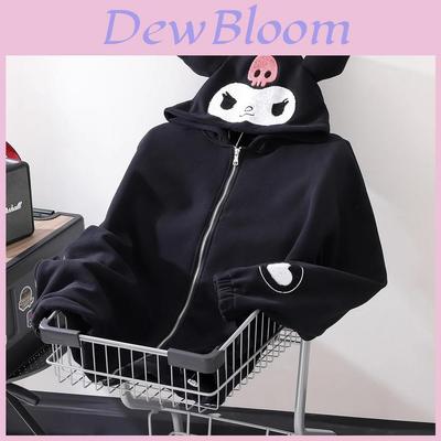 Cartoon Stitch Thickened Hoodie Women Autumn Winter New Ear Hood Loose Casual Top