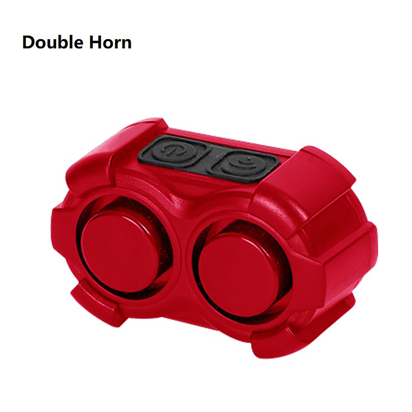 

2-in-1 Bicycle Bell Horn 130db Light Electronic Horn With Stretchable Silicone Straps For Motorcycle Bike Horn Mountain Road Cycling Red double speakers #1