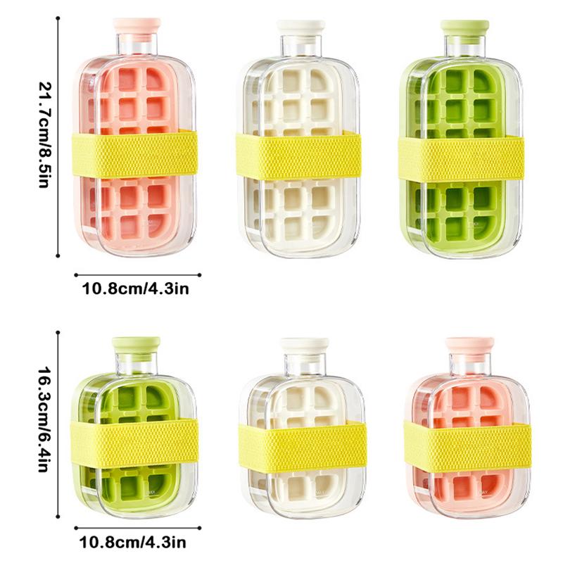 Ice Cube Bottle With Straw, 2-in-1 Touch-Free Ice Cube Tray Water Bottle, Leakproof Silicone Ice Mold For Freezer, Coffee, Juice