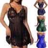 Chemise de nuit d'été pour femme, col en V, dentelle, patchwork, bretelles spaghetti, dos nu, sans manches, coupe ajustée