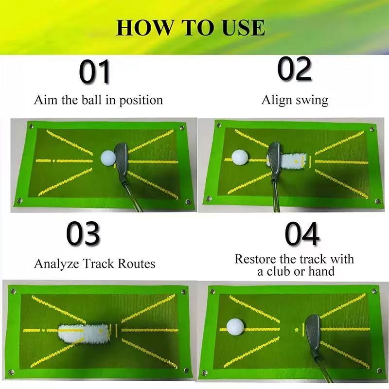 Golf Swing Training Mat with Ground Nails & Carabiner
