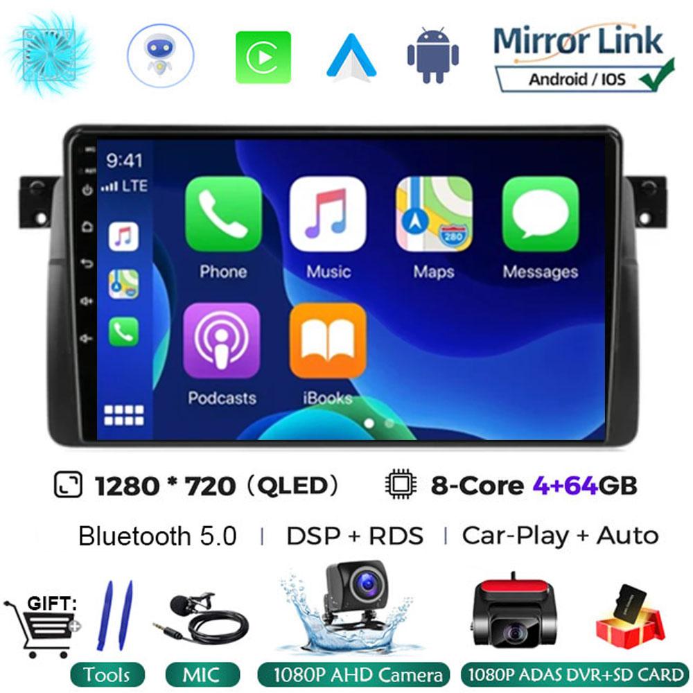 Android 14 Carplay WIFI+4G For BMW E46 M3 1998-2006  Car Radio Multimedia Video Playor Stereo GPS DPS Head Unit 360 Camera BT