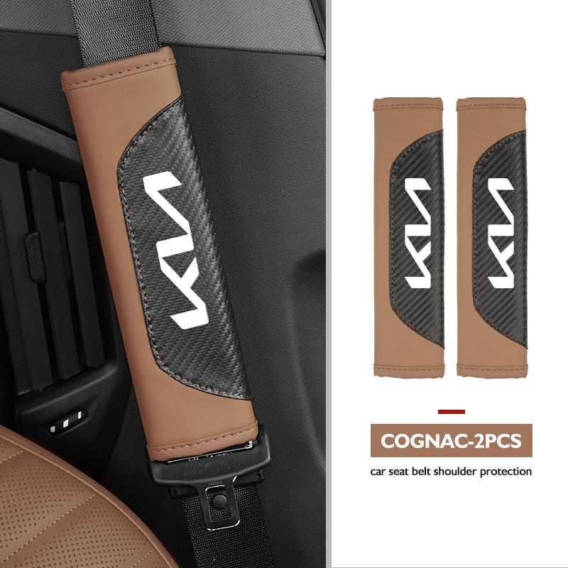 CKWQ4 For KIA Car Seat Belt Carbon Fiber Safety Belt Shoulder Covers Ceed Sportage Rio K5 K2 Optima Cerato Venga Sedona