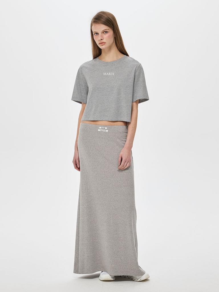 [mardimercredi] JERSEY MAXI SKIRT DOUBLE LABEL_GREY