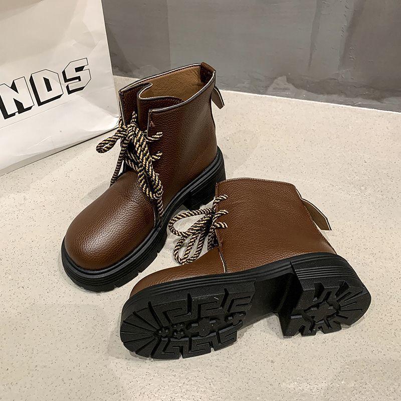 Retro Versatile Martin Boots for Women 2025 Spring and Autumn New Fashion British Style Small Man Height Increase Platform Short Boots for Women