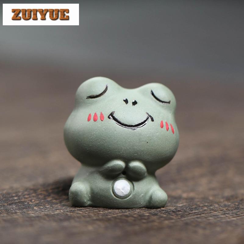 Yixing Zisha Wealth-attracting Cute Frog Cat Tea Pet Aesthetic Tea Games Tea Figurine Play Toys Tea Statue Ornaments Teaware