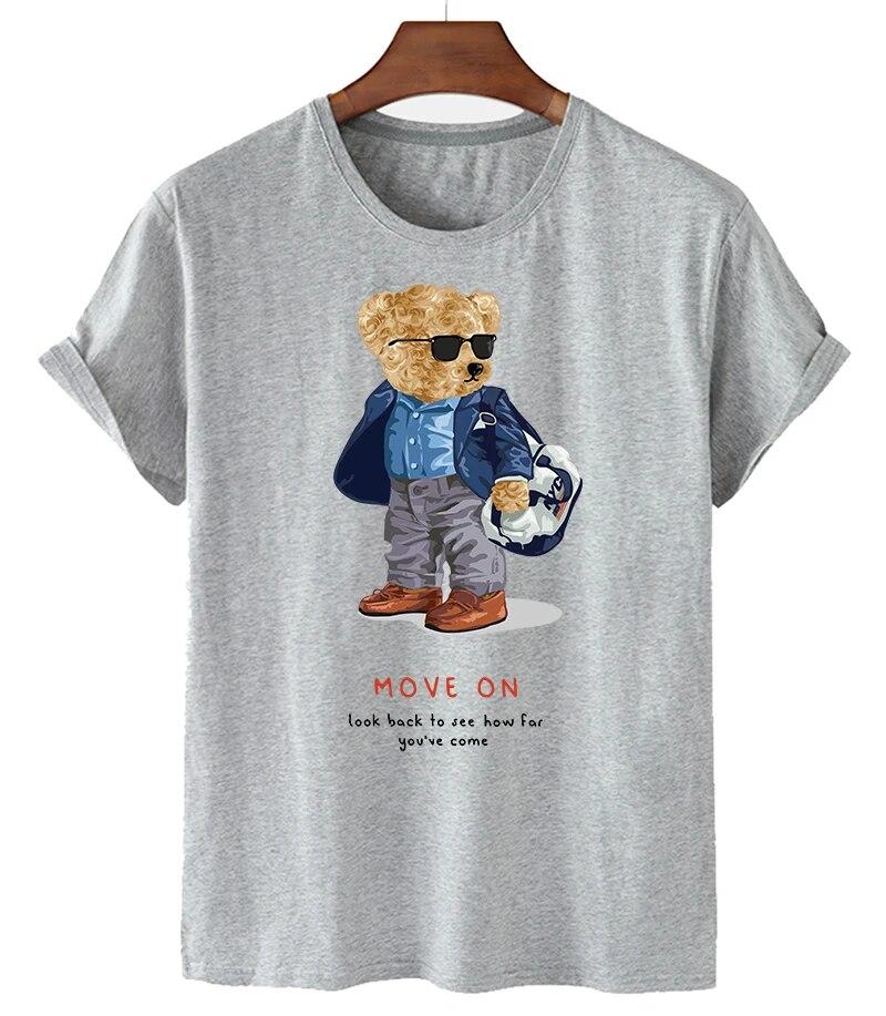 T-shirt Divertente con Stampa Orso Donna Moda Cartone Animato Harajuku Casual T-shirt Femminile Estiva Manica Corta Top T-shirt Unisex Maglietta Unisex
