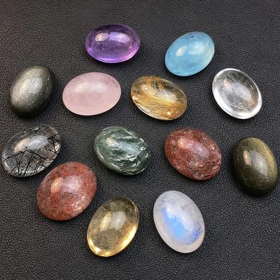 5A Grade Egg Oval Polished Gemstone Natural Material Rutilated Crystal Quartz Loose Gemstone Stone For Handmade Accessories 1Pc
