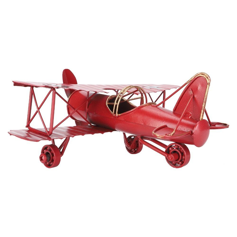 Wrought Iron Metal Biplane Ornament Moving Vintage Aircraft Decor  Home Decoration