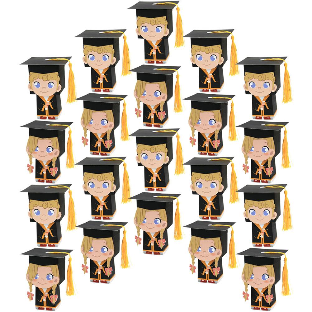 20 Pcs Graduation Candy Box Party Favor Containers Boxes Paper Case for Banquet Cases Small Gift Cap Candies