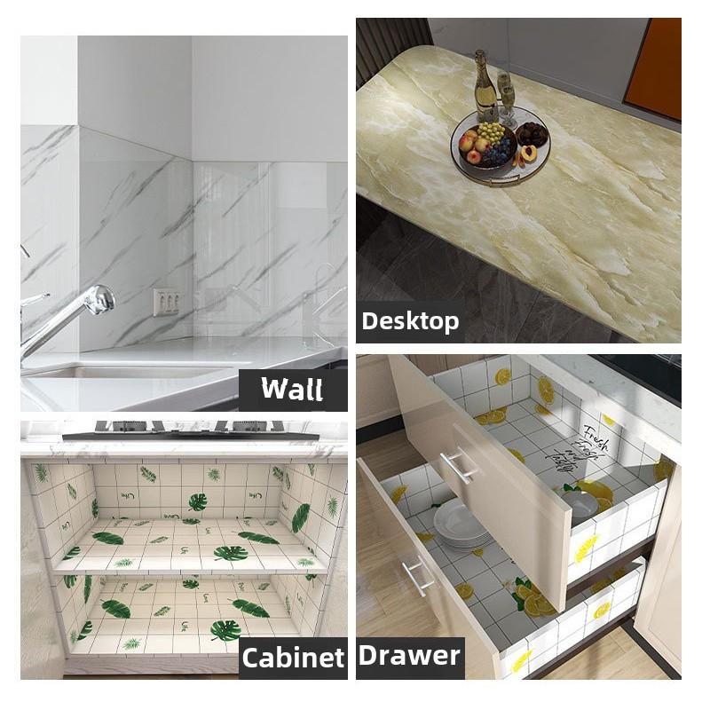 Imitation Marble Thickend Self-adhesive Kitchen Cooktop Protective Film Marble Desktop Film High Temperature Oil Resistant Sticker
