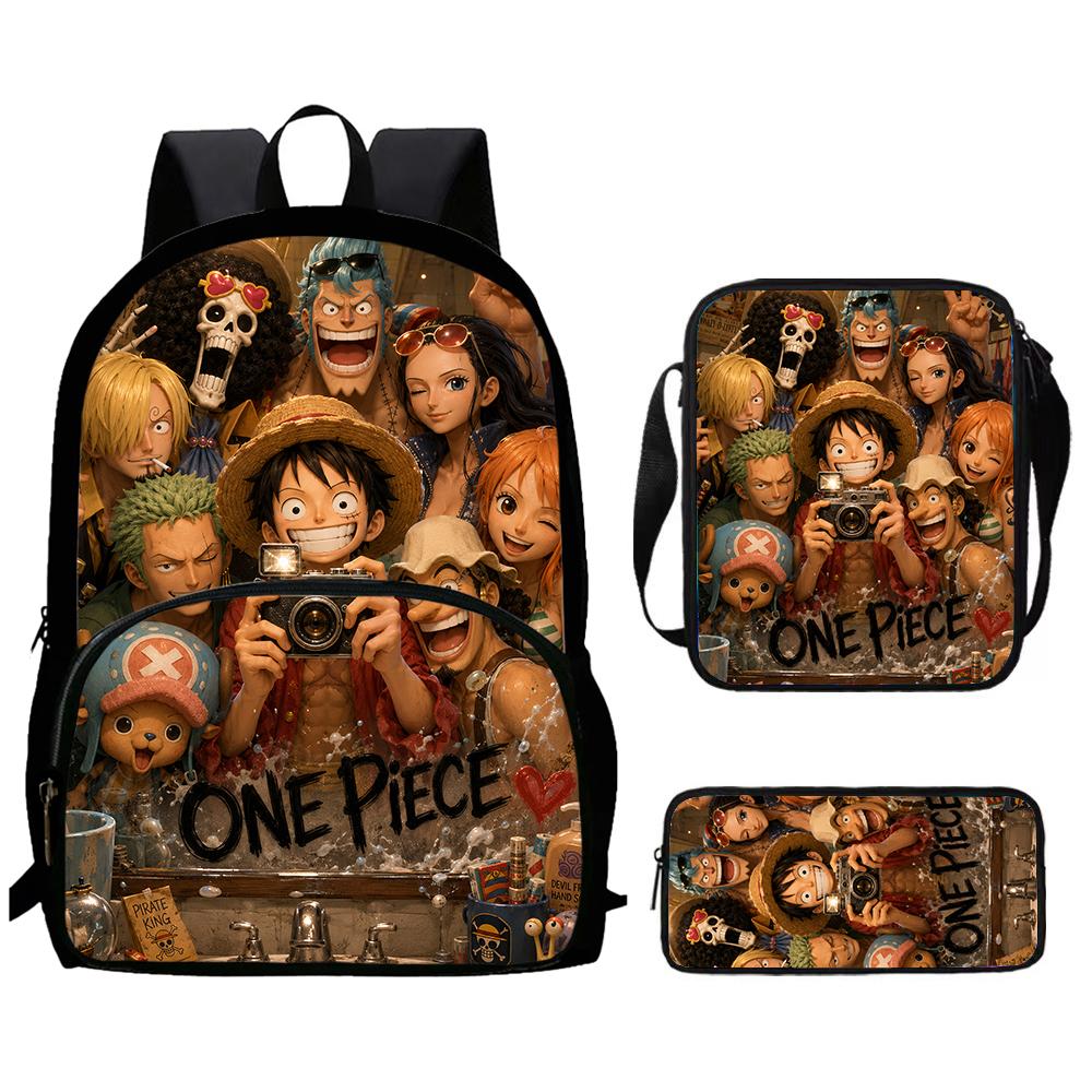 One Piece 3 In 1 Lightweight Adjustable Front Pocket School Backpack Set With Crossbody Bag Pencil Case For Boys Girls Ages 6-10