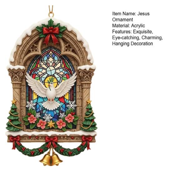 Christmas Jesus Ornaments Religious Acrylic Xmas Tree Hanging Ornaments Christian Keepsake Gift for Home Garden Wall Decor