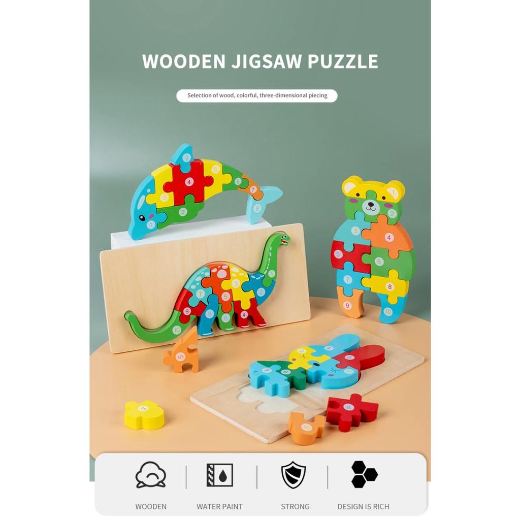 Montessori Wooden Toddler Puzzles for Kids Montessori Toys for Toddlers 2 3 4 Years Old for Toddler Dinosaur Toy