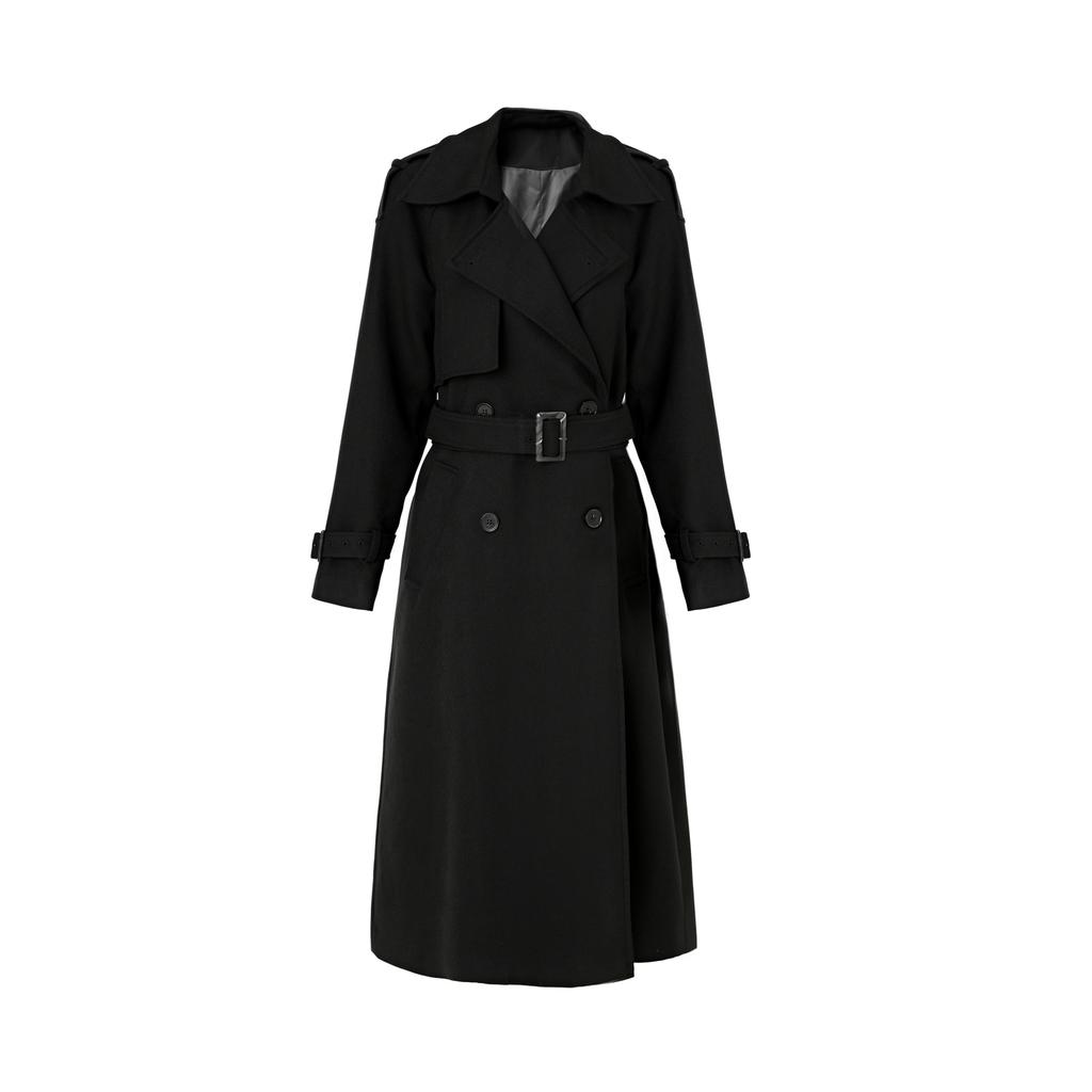Hoher Trenchcoat schlicht Herbst und Winter mittel und lang hochwertiger Mantel minimalistischer doppelreihiger Trenchcoat
