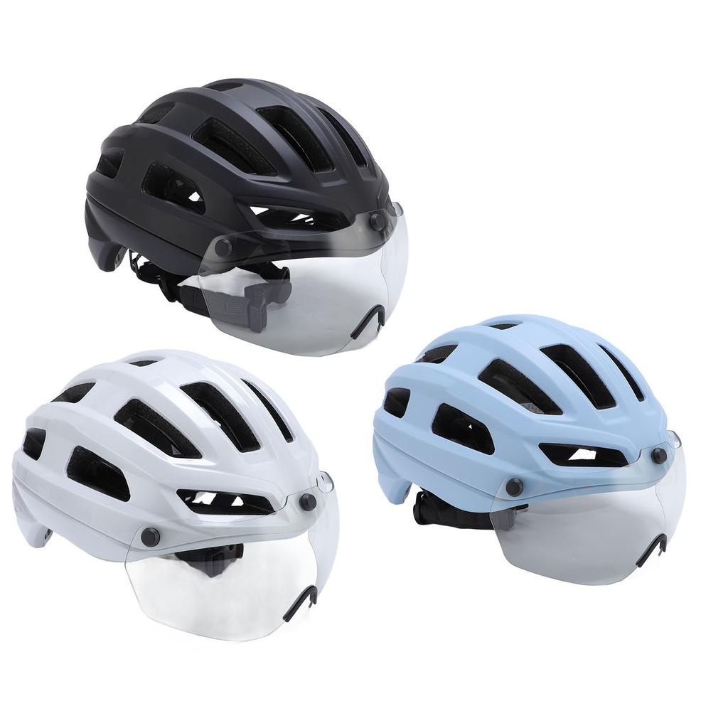 Bike Helmet with Magnetic Photochromic Goggles PC EPS Windproof Impact Proof Lightweight Breathable 