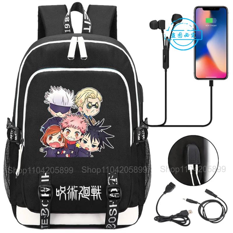 Jujutsu Kaisen Backpacks Anime Mochila Student Teenager Schoolbag Unisex Fashion USB Charge Laptop Travel Rucksack Boys Gift