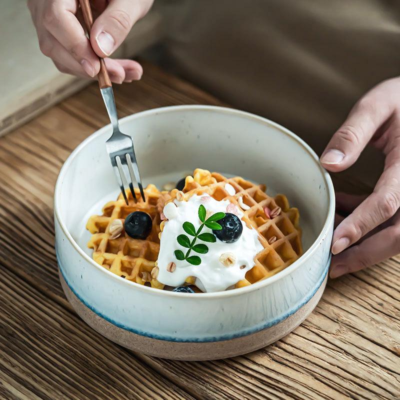 High-Value Dessert Bowl Ceramic Straight Bowl Breakfast Bowl Niche Household Dish Bowl Tableware Bowl Soup Bowl Fruit Salad Bowl
