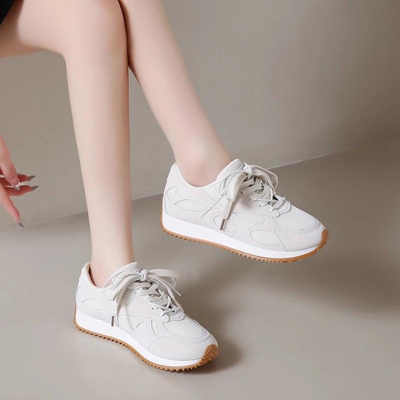 Fashion 2025 New Ladies Shoes Lace-up Women's Vulcanize Shoes Fashion Mesh  Hot Sale Outdoor Slip-Resistant Casual Breathable Sneakers
