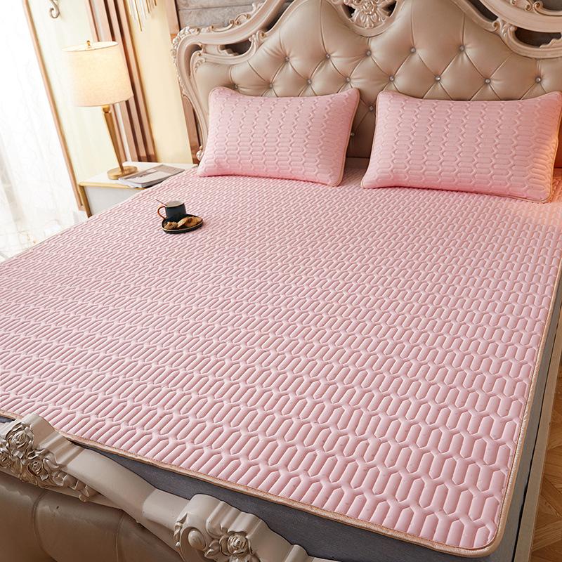 Flowers Latex Summer Mat Kit Cooling Feel Bed Pad and Pillowcase Cold Sleeping Bed Mat for Summer Breathable Folding Cool Mat