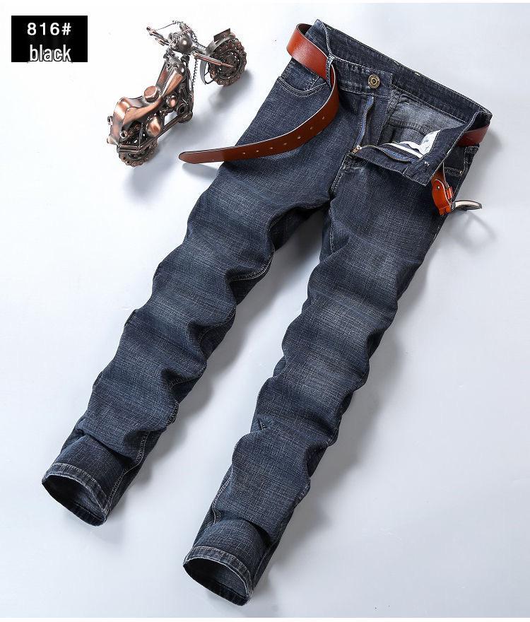 Herren Stretch Slim Fit Blaue Straight Leg Jeans - Frühling/Herbst Lässige Lange Hosen
