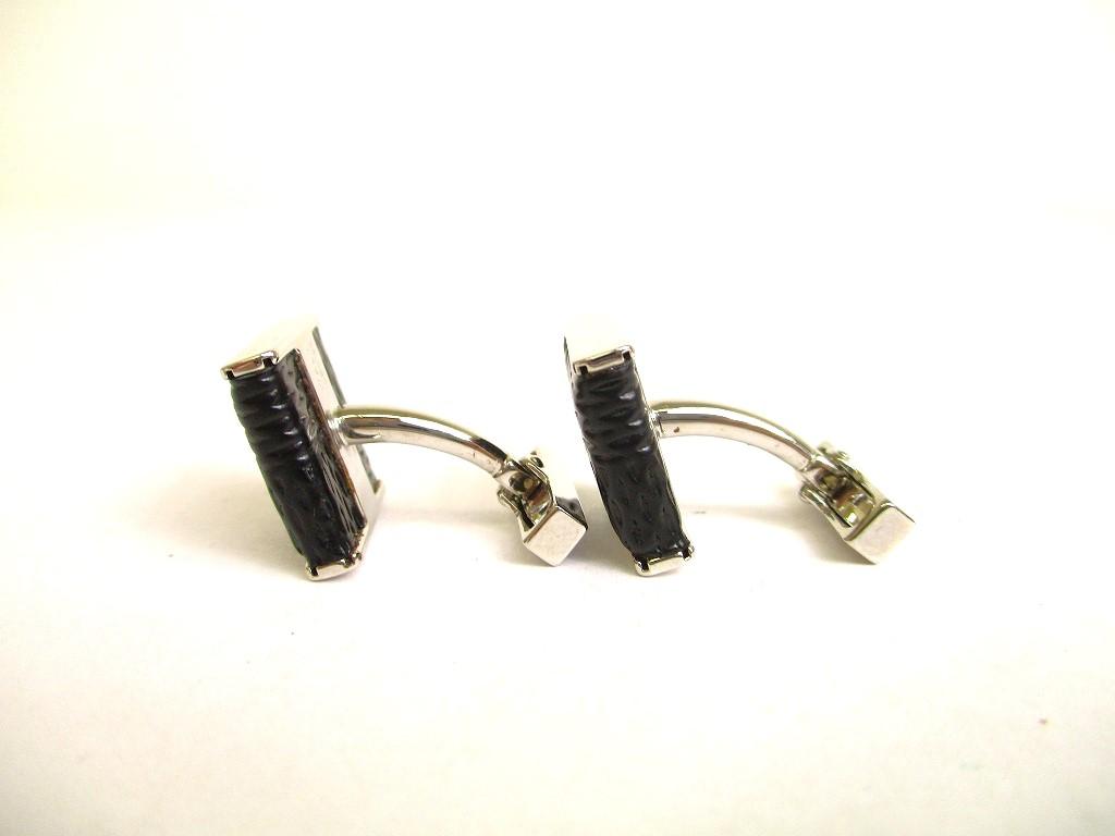 Authentic LOUIS VUITTON Damier Graphite Steel Black Leather Cufflinks Cuffs #9686  Seller Refurbished