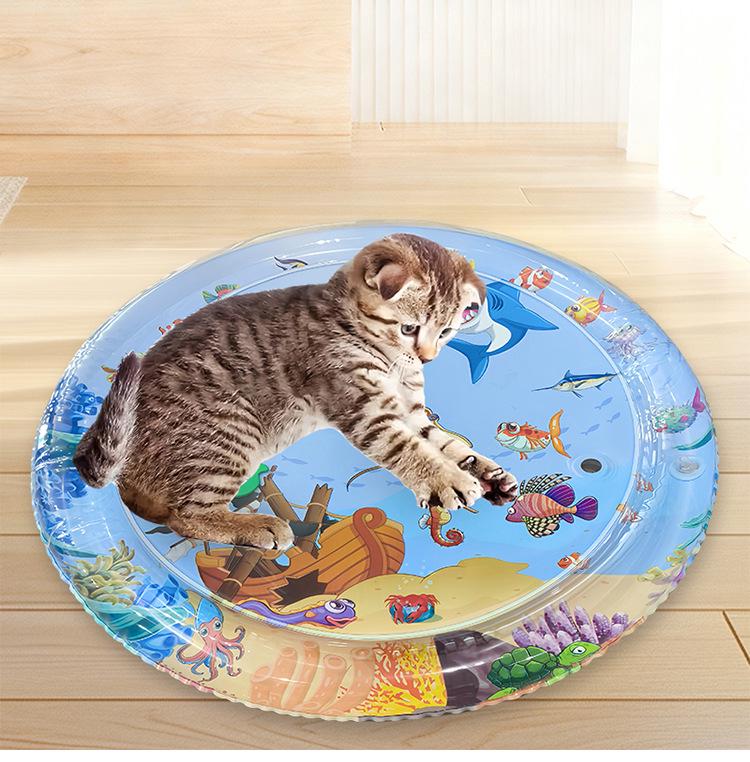 Cartoon Round Inflatable PVC Ice Pad for Cats & Dogs - Scratch-Resistant, Water-Injectable & Thickened