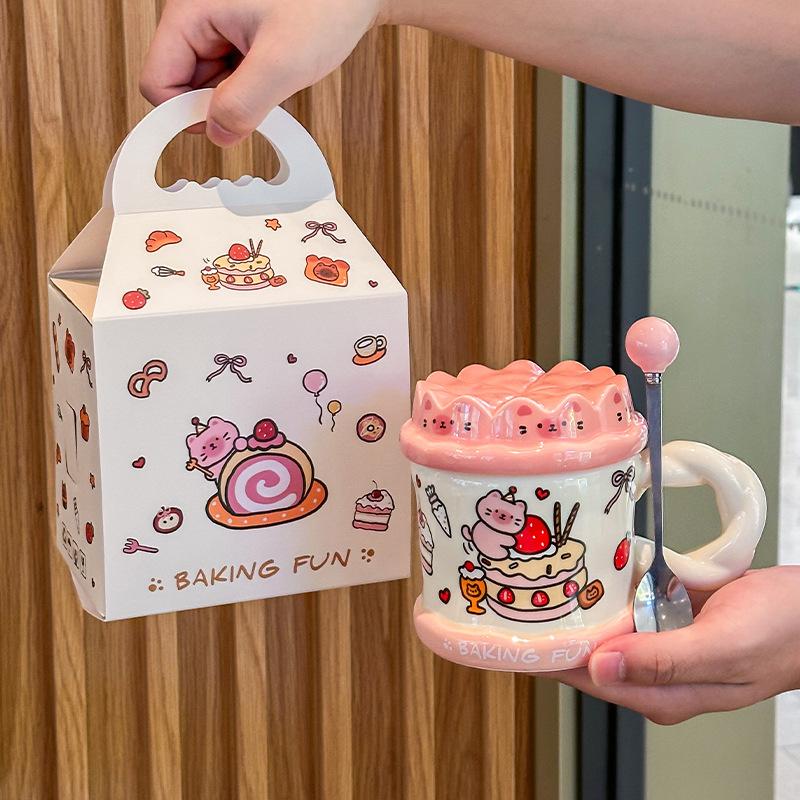 Give Girlfriends Birthday Gifts, Cute Cakes, Cat Water Cups, High-end Souvenirs, Ceramic Mugs, Practical Gift Boxes.