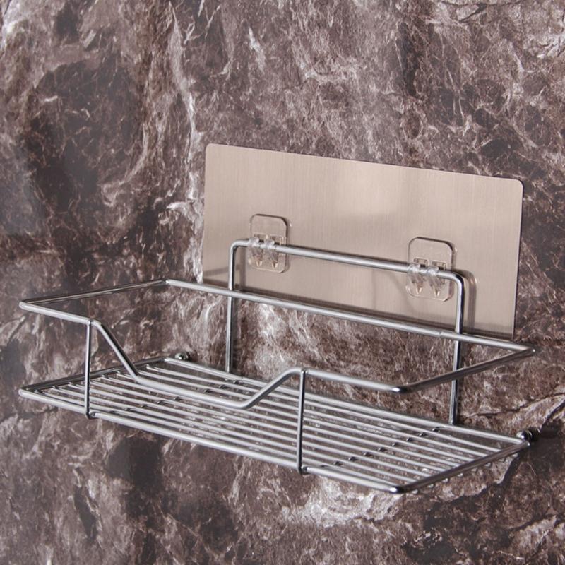 Bathroom Shelf Shower Wall Mount Shampoo Storage Holder With Suction Cup No Drilling Kitchen Storage Bathroom Accessories