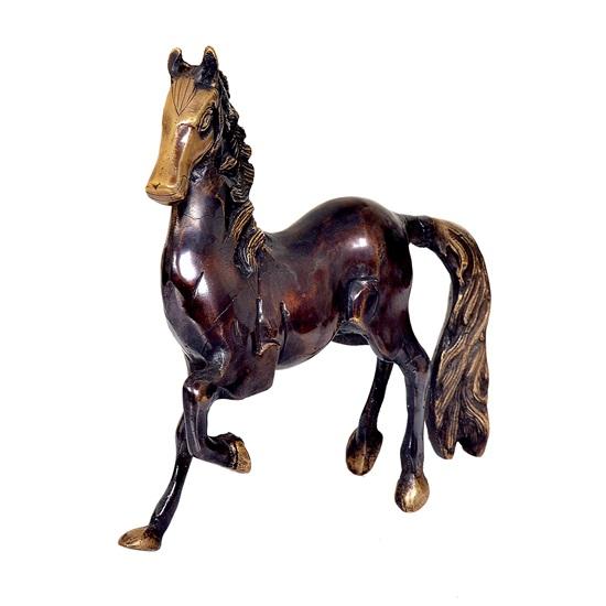 Showpiece for Home Decor, Antique Home Decor Horse Brass Metal Sculpture, Horse Brass Statue for Home Decor, Animal Figurine Decorative Item 21.59 Cm