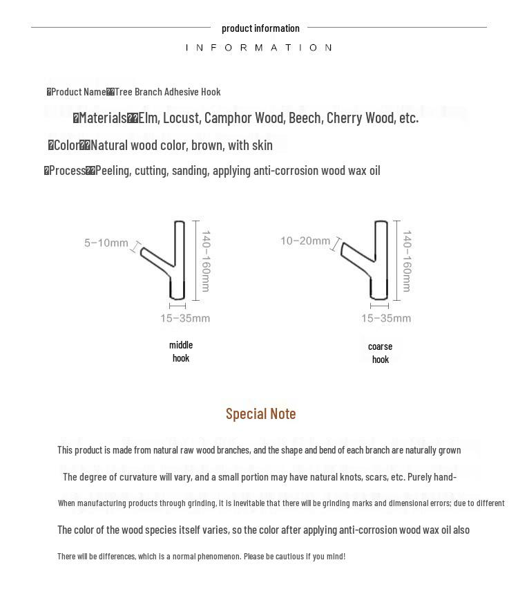 Nordic Retro Solid Wood Tree Branch Wall Hook for Pastoral Decor